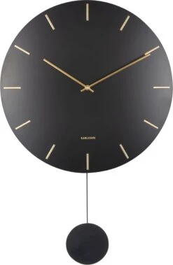 Karlsson Wall Clock Impressive Pendulum Black W. Gold